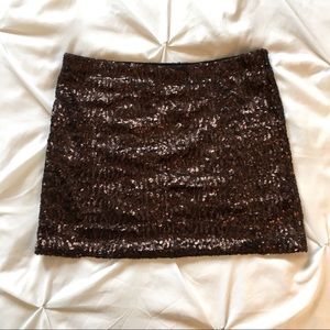 Bronze Sequin Mini Skirt